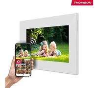 THOMSON Cornice Fotografica 7 pollici BIANCO - 17,8 cm, 1024x600 HD IPS, Touchscreen, Memoria da 32 GB, Rotazione Automatica, Connessione Multi Utente, WLAN, Montaggio da Tavolo o a Parete