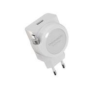 THOMSON Go Charger Caricatore Rapido 22.5W con USB-C & USB-A, Cavo Retrattile da 90 cm (6 Lunghezze), Compatibile con iPhone & Android, Power Delivery, Quick Charge 3.0, Design Compatto, Bianco