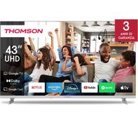Thomson - 43 Pollici (109cm) 4K Ultra HD Bianco - Google TV - WLAN, HDR, Triple Tuner, USB, HDMI, DVB-C-S2-T2, AV IN, CI+, A+ Panel - 43UG4S14W - 2025