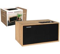 THOMSON WS302 - Altoparlante Bluetooth 5.3, 50 W, potenza musicale totale, ingresso 3,5 mm AUX-IN, regolazione degli alti e dei bassi separatamente, frontale rimovibile, in legno, marrone,