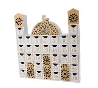 Thonlai Calendario per Il Conto alla Rovescia del Ramadan in Legno, Elegante Forma a Moschea con Luce a LED, 33,5x14,2x5,36 Cm, Cassetto per Il Conto alla Rovescia del Ramadan Fino (JM01507)