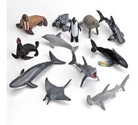 Thonlai Figure di Animali Marini e della Giungla da 12 Pezzi, Set di Giocattoli Modello Animale di Simulazione in PVC con Pittura Realistica, per Apprendimento Educativo per Bambini,