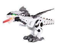 Thonlai Giocattolo di Dinosauro Ambulante con Spruzzo di Nebbia del Drago D'acqua Che Sputa Fuoco, Giocattolo di Drago Robot Che Spruzza Nebbia con Suoni Realistici e Luci Rosse (Bianco)