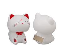 Thonlai Lucky Cat Sculpture, Solar Light Inuction Plastic Cat for Cashboard, Annueding Cat con Colori Vivaci, Forme Uniche, Occhi Pieni di Felicità per L'arredamento (Tipo 2)