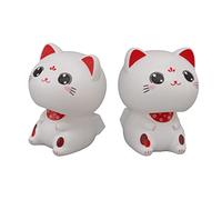 Thonlai Lucky Cat Sculpture, Solar Light Inuction Plastic Cat for Cashboard, Annueding Cat con Colori Vivaci, Forme Uniche, Occhi Pieni di Felicità per L'arredamento (con Occhi Grandi)