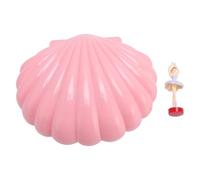 Thonlai Portagioie Musicale, Stile retrò a Forma di Conchiglia con Statuetta Danzante e Specchio per il Trucco, Organizer per Gioielli con Carillon per Ragazze (Rosa)