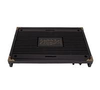 Thonlai Set da Tavolo da tè Gongfu, Vassoio da tè in Legno di Quercia Cinese con Motivi Incisi e Sfera di Scarico, Stoccaggio Dell'acqua di Grande capacità per la Casa (Nera)