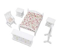 Thonlai Set di 6 Mobili per Camera da Letto per Casa delle Bambole, Accessori per Casa delle Bambole Fai-da-te in Legno in Miniatura in Scala 1:12 con Design Tradizionale, per Bambini e