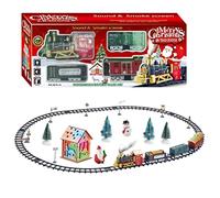 Thonlai Set Treno Natalizio con Luci e Musica, Locomotiva a Vapore | Set da Gioco con Binari Alimentati a Batteria, Effetti Sonori e Vapore Realistici, Layout dei Binari Rotondo e Ovale
