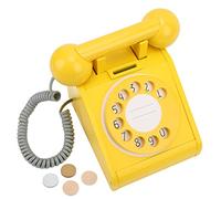 Thonlai Telefono di Simulazione per Bambini, Telefono con Quadrante Girevole Dal Design retrò in Legno con Bordi Lisci per L'educazione Precoce e il Gioco, Regalo Giocattolo Rosa (Gialla)
