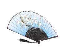 Thonlai Ventaglio Pieghevole con Design Scavato, 8,3 Pollici (Blu) | Materiale Cartaceo, Leggero da Trasportare, Ideale per Regali di Nozze, Oggetti di Scena per la Danza, Decorazioni per la