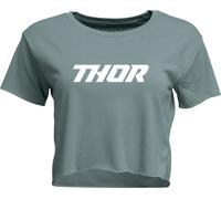 Thor Corp, crop top donna M female Verde/Bianco