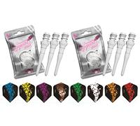 THOR-DARTS L-Style - Punte per freccette in confezione doppia (2 x 50 pezzi + 1 set di flights), filettatura standard Lippoint USA 2BA, in plastica Soft Tip Dart Points (confezione da 100) 2BA Thread