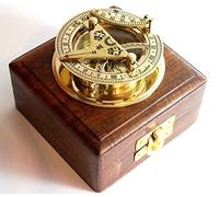 THOR INSTRUMENTS Bussola in ottone con meridiana - Meridiana tascabile West London con scatola di legno, rustica vintage, decorazione per la casa, idea regalo