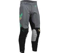 Thor Launchmode Vent Raptor Pantaloni da motocross, nero/grigio/verde, Taglia 38