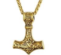 Thor Martello di Thor, Collana Uomo Vichinga Mjolnir Ciondolo, Acciaio Inossidabile Vichingo Runa Collana Amuleto Regalo per Uomo