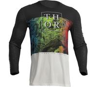 Thor Prime Melter Maglia Motocross, nero-bianco-verde, taglia L per maschi