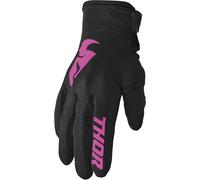 Thor Sector Ladies Guanti da motocross, nero/rosa, Taglia XL