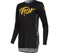 Thor Sportmode Shadow Maglia motocross da donna, nero-grigio-giallo, taglia XS per donne