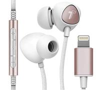 Thore Auricolari per iPhone (certificato Apple MFi), V110, auricolari in-ear intrecciati con cavo Lightning (resistenti al sudore e all'acqua), con microfono e telecomando per volume, per iPhone 12/13