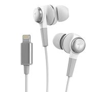 Thore Auricolari per iPhone (certificato Apple MFi), V120, con cavo Lightning (resistenti al sudore e all'acqua), con microfono e telecomando per volume, per iPhone 12/13/Pro/Pro Max, colore: bianco