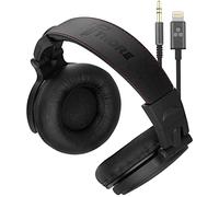 Thore Cuffie over-ear per iPhone con connettore Lightning (2018) - Auricolari chiusi per monitor DJ da studio (driver al neodimio da 50 mm) con cavo certificato Apple MFI (V200 nero)