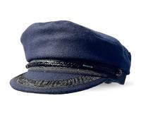 Thorness Cappello tradizionale bretone in lana, taglia 59 cm, cappello da capitano pescatore marinaio cappello fiddlers | Cappello piatto Baker Boy | Progettato nel Regno Unito blu navy, blu navy, 59