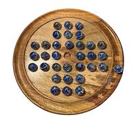 Thorness Gioco da tavolo solitario in legno di diametro 30 cm con marmo di vetro vapore, classico gioco di solitario in legno, gioco da tavolo di strategia, gioco da tavolo per famiglia, giochi per