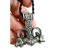 Thors Hammer Collana Mjolnir Rams Capra Rune Vichinghe Ciondolo Corded...