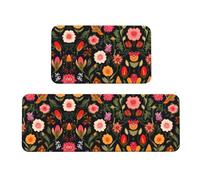 Those Beautiful Flowers - Set di 2 tappetini da cucina antiscivolo, adatti per cucina, lavanderia e ingresso