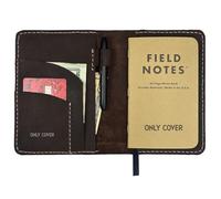 Thot Ra Custodia in pelle per appunti sul campo, copertina per passaporto, copertina in pelle per notebook da 8,9 x 14 cm con portapenne, solo custodia, Marrone scuro, Vintage