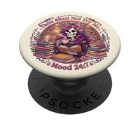 Thou Shall Not Try Me Book Reading Floral Skeleton Bookish PopSockets PopGrip Adesivo
