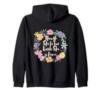 Though She Be But Little She Is Fierce Floral Citazione Felpa con Cappuccio