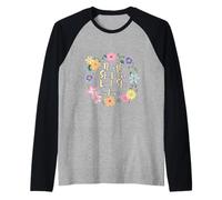 Though She Be But Little She Is Fierce Floral Citazione Maglia con Maniche Raglan