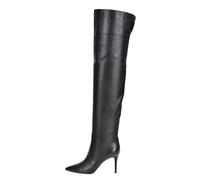 THOYBMO Stivali Sopra Ginocchio Donna Boots Punta Affilata PU Artificiale Stivali Stiletto Inverno Tipo Scorrevole Stivali Alti Ginocchio Adatto per Regalo Natale di un Appuntamento,Black,39