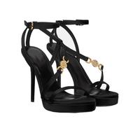 THOYBMO Tacchi Alti High Heels Sandali Tacco Spillo Plateau Donna Punta Rotonda Aperta Tacchi Spillo Cinturini Incrociati Scarpe Festa,Black,35