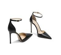 THOYBMO Tacchi Alti High Heels Scarpe Tacco Spillo Chiuse Donna Punta Affilata Cinturino alla Caviglia per Abiti Sposa Feste,Black10cm,47