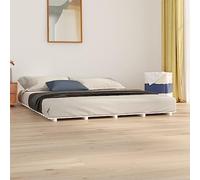 THOYTOUI Letto tipo Montessori,Struttura letto ad altezza 5 cm per bambini e anziani,Giroletto Bianco 160 x 200 cm in Legno Massello di Pino Utilizzabile per Camera degli ospiti Appartamenti Albergo