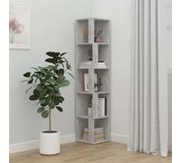 THOYTOUI Libreria autoportante,Divisorio per libri,Mobile contenitore per soggiorno,Salotto,Ufficio,Sala studio,Armadio Angolare Grigio Cemento 33x33x164.5 cm in Truciolato