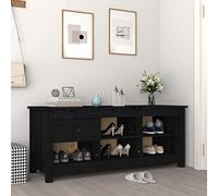 THOYTOUI Scarpiera in legno,Scaffale di stoccaggio di grande capacità,Piccolo e leggero,Ingresso di casa,Scarpiera Nera 110x38x45.5 cm in Legno Massello di Pino
