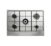 Indesit THP 752 W/IX/I 1 piano gas inox 75cm 5 fuochi bruciatore doppia corona griglie smaltate Indesit