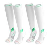 THQAE 2 Paia Calze a Compressione Graduata Donna e Uomo, Calze compressione graduata donna di Calze al Ginocchio e Calze Elastiche, Ideali per Sport, Lavoro, Viaggio e Gravidanza, Bianco