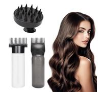 THQAE 3 Pcs Applicatore Olio Capelli, Massaggiatore Cuoio Capelluto + Applicatore Tintura, Flacone a Pettine per Radici, Spazzola Massaggio Cuoio Capelluto per La Casa, Salone per Capelli
