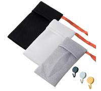 THQAE 3 Pcs porta saponetta, porta saponetta per doccia, sacchetti per sapone a rete esfoliante, sacchetti in rete per sapone in schiuma, con coulisse, sacchetti a rete per bagno e doccia（Rettangolo）