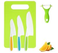 THQAE 5 Pcs Coltelli di Sicurezza per Bambini, Set di Coltello da Cucina per Bambini, Utensili da Cucina Montessori Incluso Pelapatate e Tagliere, per Tagliare e Cuocere Frutta o Verdura per Piccoli