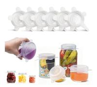 THQAE 6 Pcs Coperchi in Silicone, Coperchi in Silicones Estensibili, 6.5cm Coperchi per la Conservazione Degli Alimenti, Coperchis in Silicone Estensibili per Vasetti, Ciotole, Coppette, Vasetti