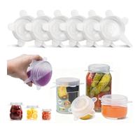 THQAE 6 Pcs Coperchi in Silicone, Coperchi in Silicones Estensibili, 9.5cm Coperchi per la Conservazione Degli Alimenti, Coperchis in Silicone Estensibili per Vasetti, Ciotole, Coppette, Vasetti