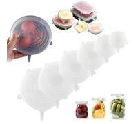 THQAE 6 Pcs Coperchi in Silicone, Coperchi in Silicones Estensibili, Coperchi per la Conservazione Degli Alimenti, Coperchis in Silicone Estensibili per Vasetti, Ciotole, Coppette, Vasetti