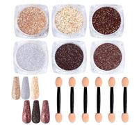 THQAE 6 Pezzi Polvere per Unghie, Pigmento in Polvere per Unghie, Glitter Unghie Effetto Lucido, Brillantini per Smalto Gel, Ideale per Manicure, Decorazioni Nail Art, Festival, Viso e Corpo