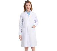 THQAE Camice Bianco da Laboratorio Camice Laboratorio Donna Uomo Camice Bianco da Laboratorio Medico Medico Cappotto Camice da Lavoro Maniche Lunghe con Tasche - Maniche elastiche, XL